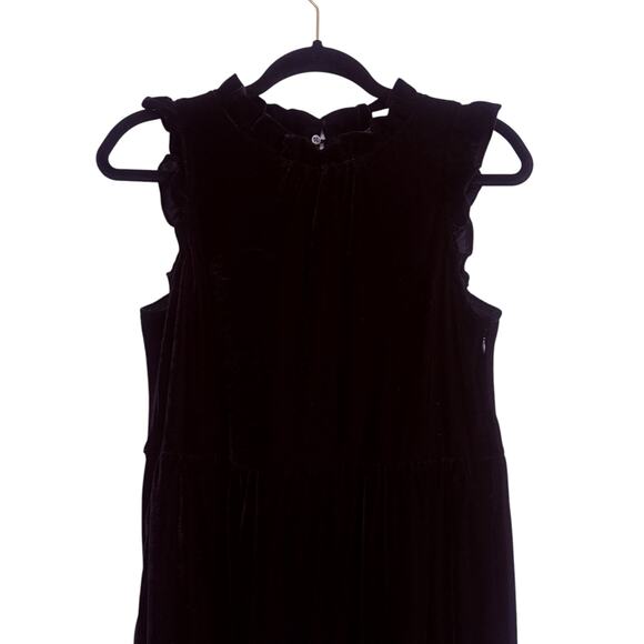 J. Crew Factory Dress Womens Size 2 Black Velour Tiered Flowy Vanilla Girl - Picture 2 of 8